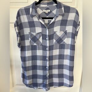 BLL New York Blue & White Plaid Shirt – Women’s Small, Short Sleeve, Button-Down